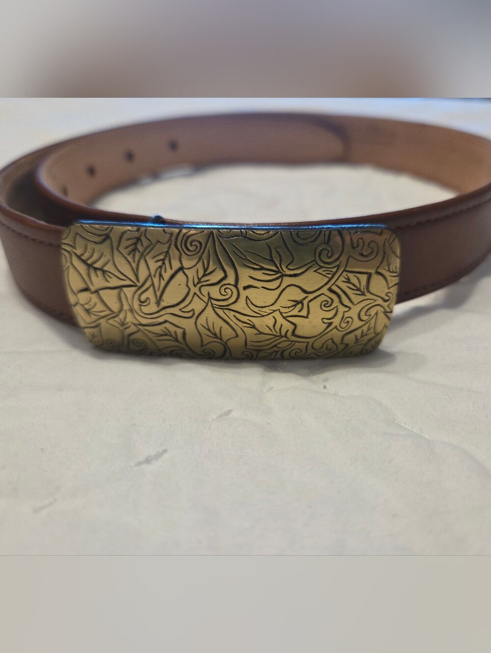 Vintage Coach Sienna Brown French Calfskin Belt Solid Brass Buckle Style 3908 S